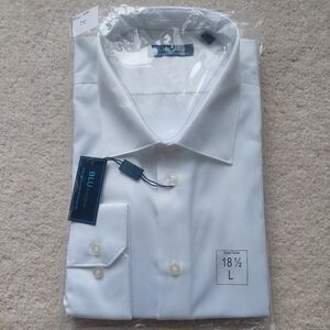 BLU by Polifroni 360M - White Slim-Fit Long Sleeve Dress Shirt 18.5 L